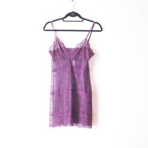 Samantha Chang ALL LACE AMOUR FULL SLIP GRAPE Classic Lace Slip Purple Sheer